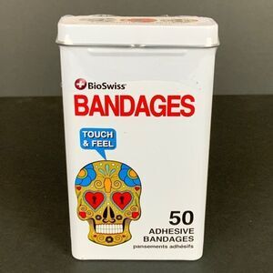Sugar Skull Bandages Adhesive Strips Tin Box 50 Count Dia de los Muertos
